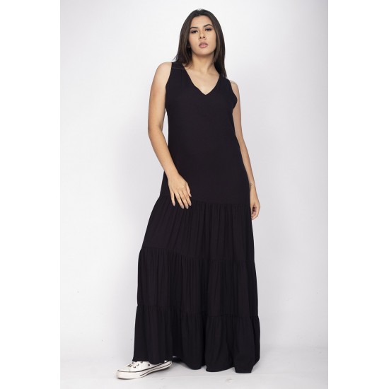 Vestido Aurora Longo Viscose Preto