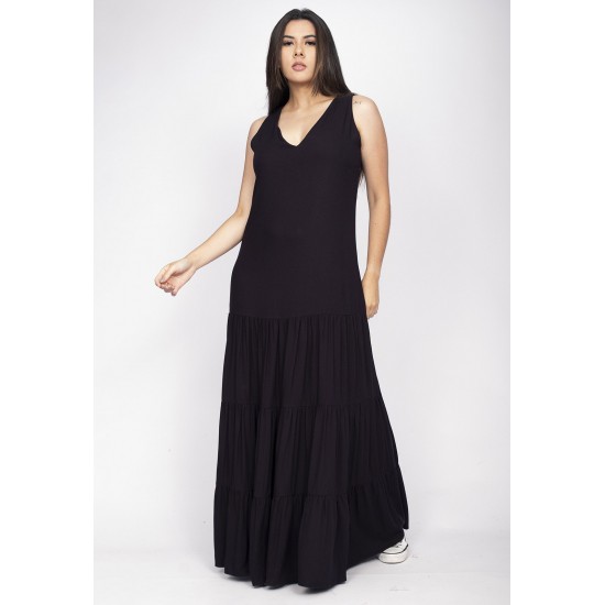 Vestido Aurora Longo Viscose Preto