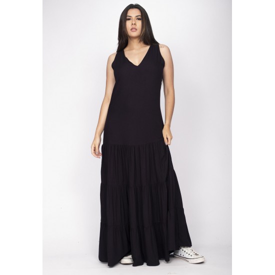 Vestido Aurora Longo Viscose Preto
