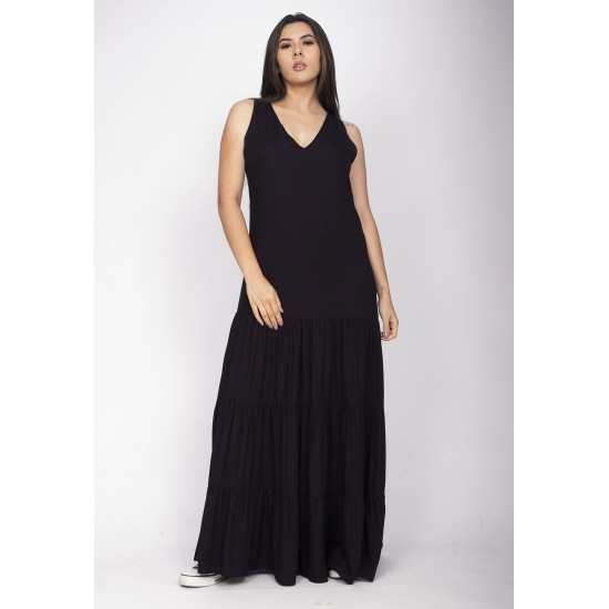 Vestido Aurora Longo Viscose Preto