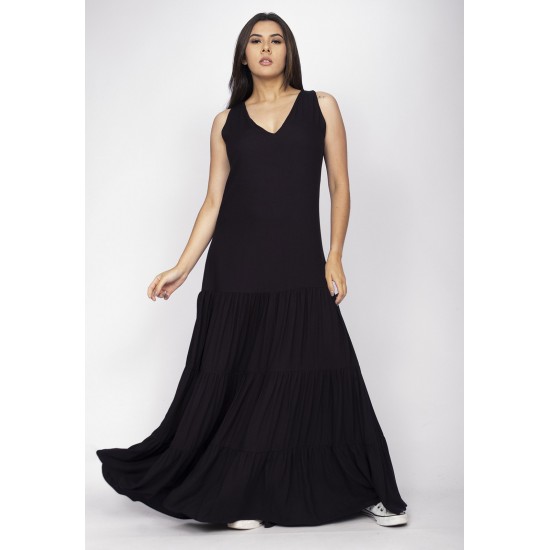 Vestido Aurora Longo Viscose Preto