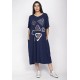 Vestido Ébano Malha Midi Plus Azul Marinho