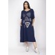 Vestido Ébano Malha Midi Plus Azul Marinho