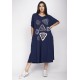 Vestido Ébano Malha Midi Plus Azul Marinho