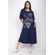 Vestido Ébano Malha Midi Plus Azul Marinho