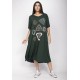 Vestido Ébano Malha Midi Plus Verde Musgo