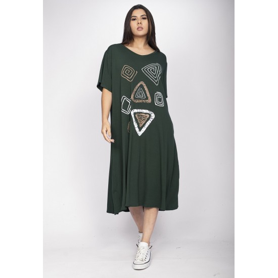 Vestido Ébano Malha Midi Plus Verde Musgo