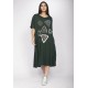 Vestido Ébano Malha Midi Plus Verde Musgo