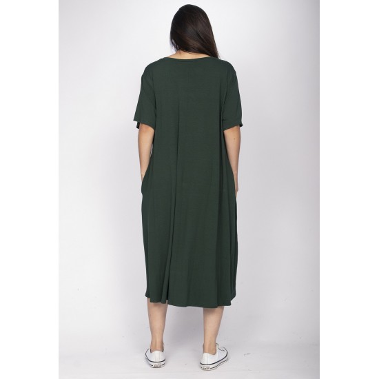 Vestido Ébano Malha Midi Plus Verde Musgo