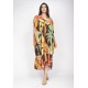 Vestido Kaftan Mutum Detalhes nas Costas Estampa Jardim do Verão