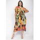 Vestido Kaftan Mutum Detalhes nas Costas Estampa Jardim do Verão