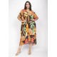 Vestido Kaftan Mutum Detalhes nas Costas Estampa Jardim do Verão