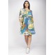 Vestido Curto Caaxixá Viscose com Cordão na Cintura Estampa Brisa Botânica