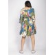 Vestido Curto Caaxixá Viscose com Cordão na Cintura Estampa Brisa Botânica