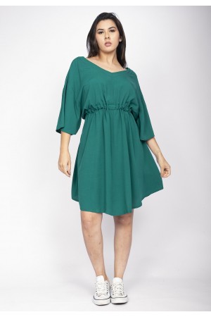 Vestido Curto Caaxixá Viscose com Cordão na Cintura Verde