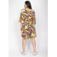 Vestido Curto Caaxixá Viscose com Cordão na Cintura Estampa Cores Vibrantes