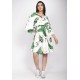 Vestido Curto Caaxixá Viscose com Cordão na Cintura Estampa Folhagem Poética