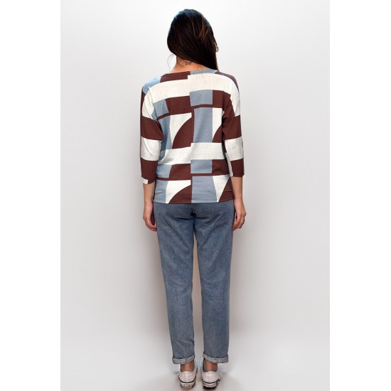 Blusa Morcego Ampla Manga 3/4 Estampa Santa Rosa do Tocantins 