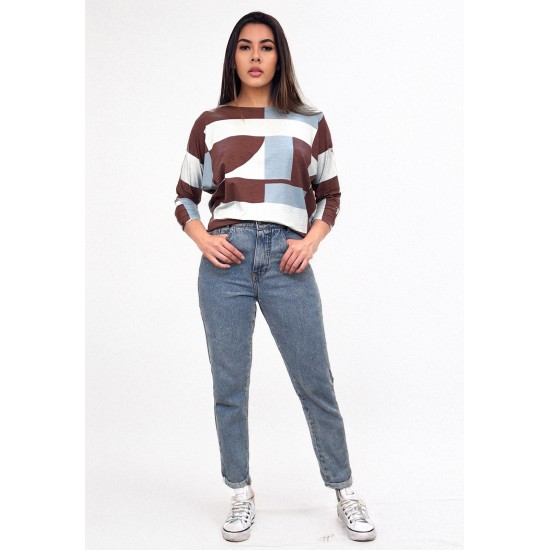 Blusa Morcego Ampla Manga 3/4 Estampa Santa Rosa do Tocantins 