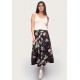 Calça Pantacourt Saia Malha Macaúba Estampa Preto Floral