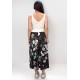 Calça Pantacourt Saia Malha Macaúba Estampa Preto Floral