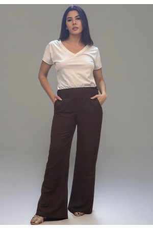 Calça Pantalona Linho com Viscose Marrom