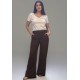 Calça Pantalona Linho com Viscose Marrom