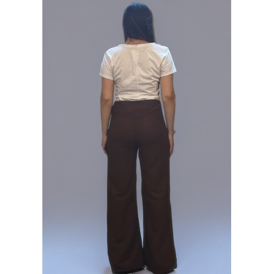 Calça Pantalona Linho com Viscose Marrom