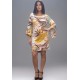 Vestido Curto Viscose Balli Manga Ampla Estampa Aurora Suave