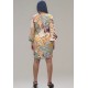 Vestido Curto Viscose Balli Manga Ampla Estampa Aurora Suave
