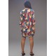 Vestido Curto Viscose Balli Manga Ampla Estampa Floresce