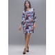 Vestido Curto Viscose Balli Manga Ampla Estampa Jardim Celeste