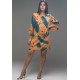 Vestido Curto Viscose Balli Manga Ampla Estampa Aurora Botânica