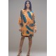 Vestido Curto Viscose Balli Manga Ampla Estampa Aurora Botânica
