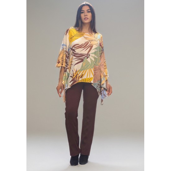Blusa Poncho Baguari Amplo Estampa Aurora Suave