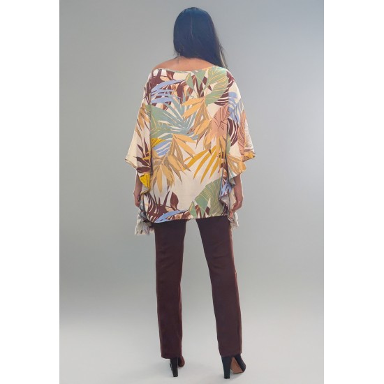 Blusa Poncho Baguari Amplo Estampa Aurora Suave