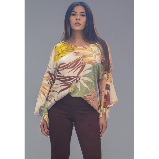 Blusa Poncho Baguari Amplo Estampa Aurora Suave