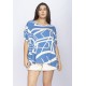 Blusa Ampla Malha Morcego Manga Curta Lagoa Botânica