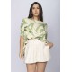 Blusa Ampla Malha Morcego Manga Curta Verde Selvagem