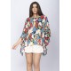 Blusa Poncho Baguari Amplo Estampa Floresce