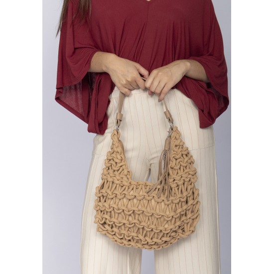 Bolsa Macramê Caramelo