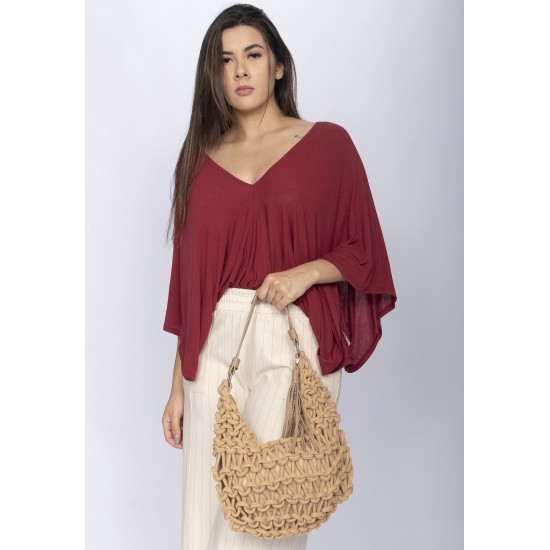 Bolsa Macramê Caramelo