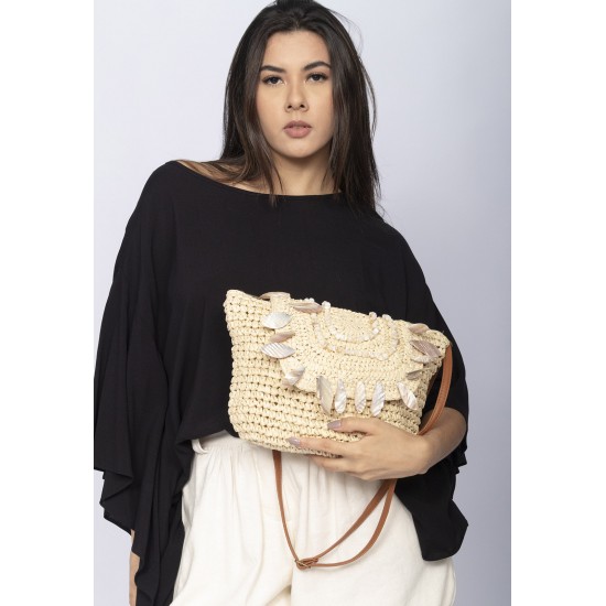 Bolsa Natural Crochê Madreperola