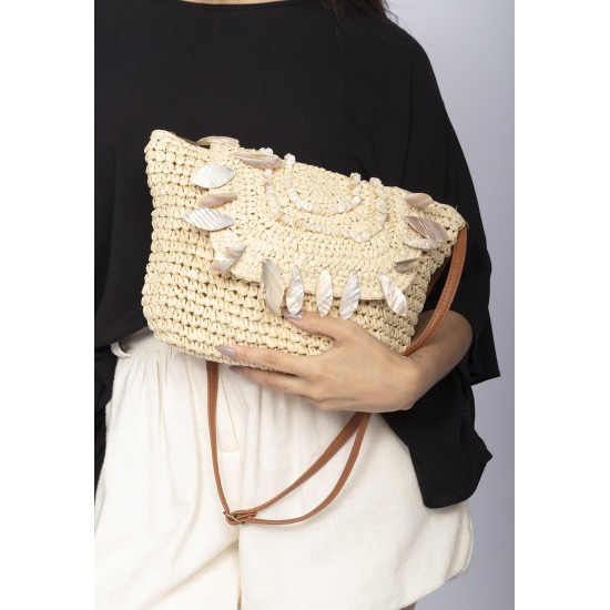 Bolsa Natural Crochê Madreperola