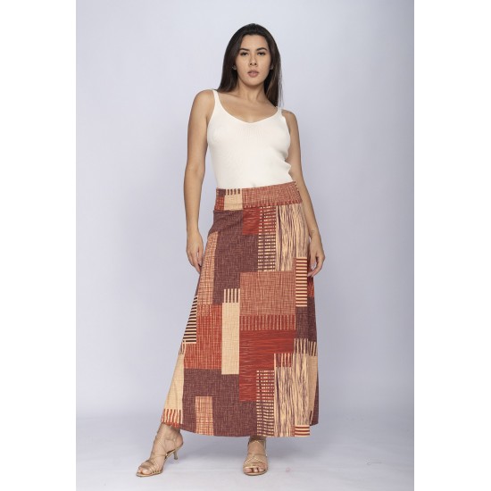 Saia Longa Malha SAZ Estampa Tramas do Sol