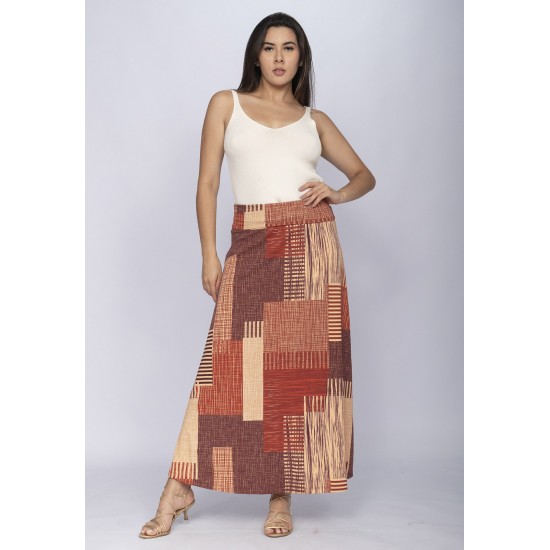 Saia Longa Malha SAZ Estampa Tramas do Sol