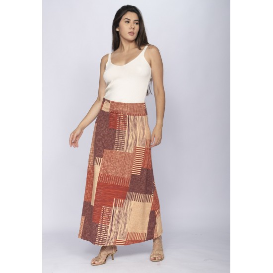 Saia Longa Malha SAZ Estampa Tramas do Sol