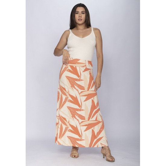 Saia Longa Malha SAZ Estampa Selvagem Laranja