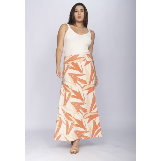 Saia Longa Malha SAZ Estampa Selvagem Laranja