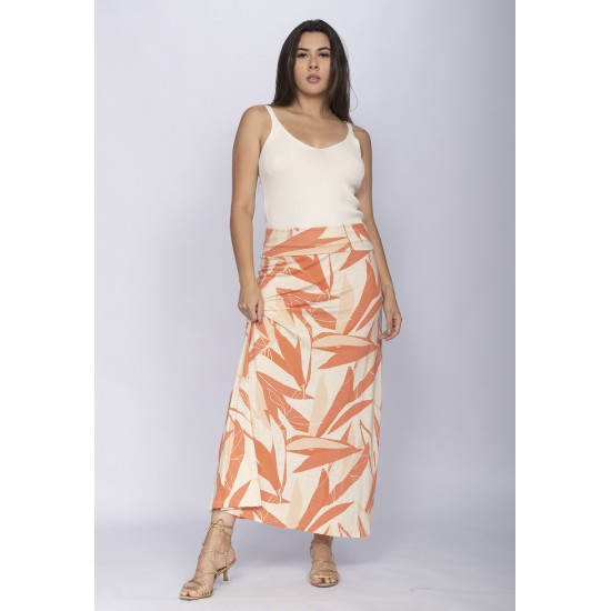 Saia Longa Malha SAZ Estampa Selvagem Laranja